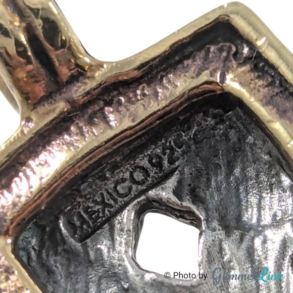 Vintage Two Tone Cross Woven Lattice Sterling Silver Gold Plated Pendant - Picture 6 of 9